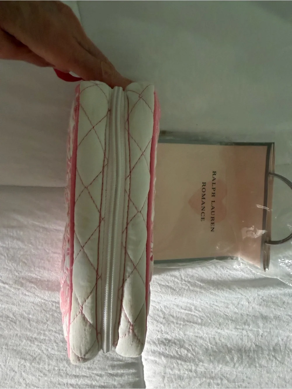 Quilted Ralph Lauren pink Cosmetic Bag with Monogram